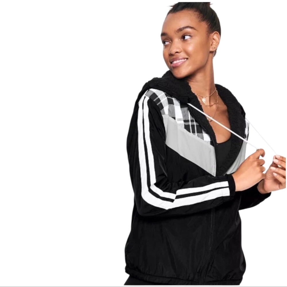 Black and White Hooded Jacket